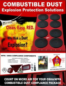 Count on Micro Air for you OSHA - NFPA coCombustible Dust Compliance Package.